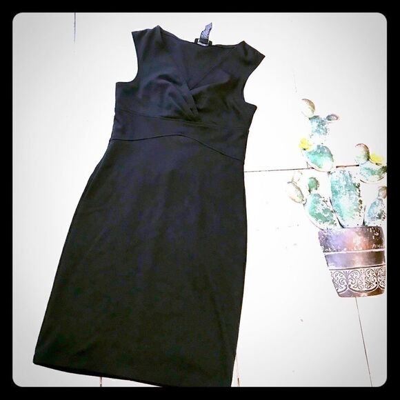 Alyn Paige Black Stretch Knit Black Midi Dress Med - Picture 1 of 8